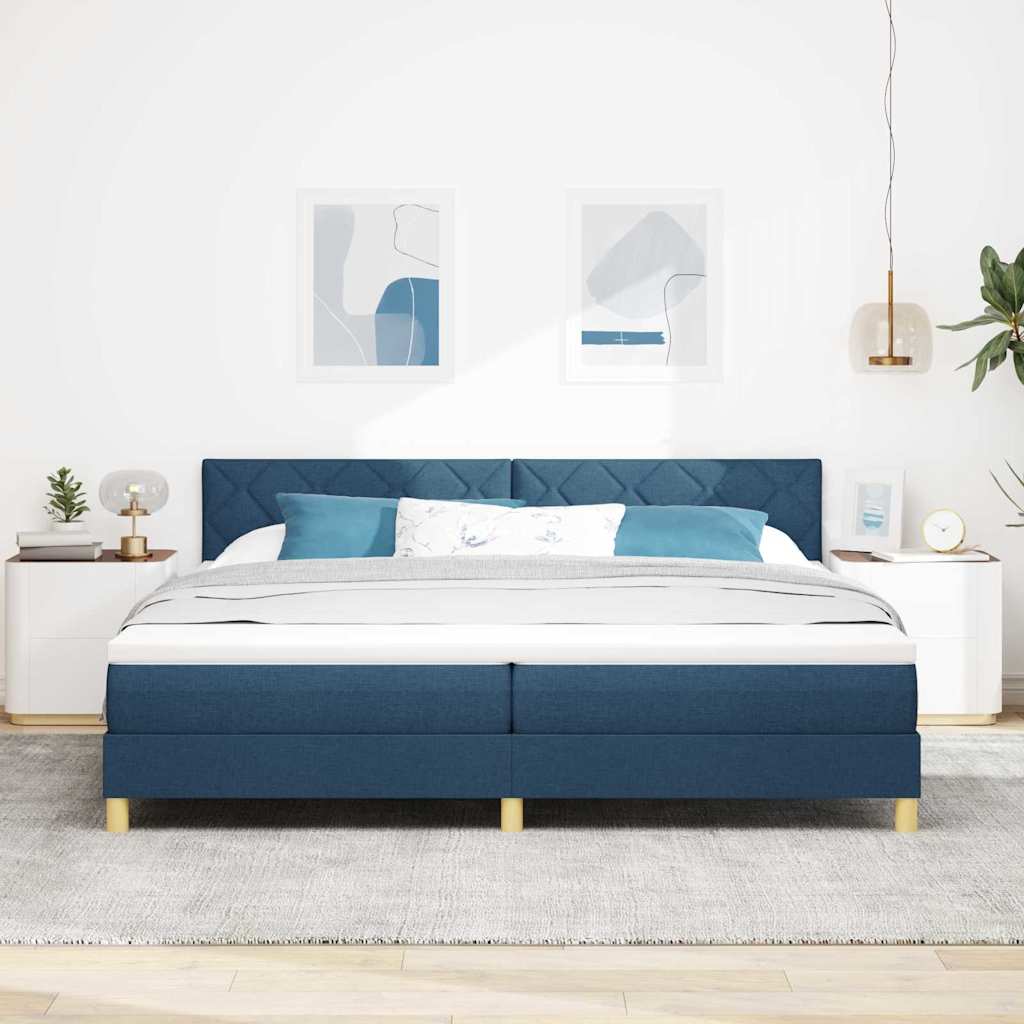 Boxspringbed met matras met hoofdeinde Blauw 200 x 200 cm Stof