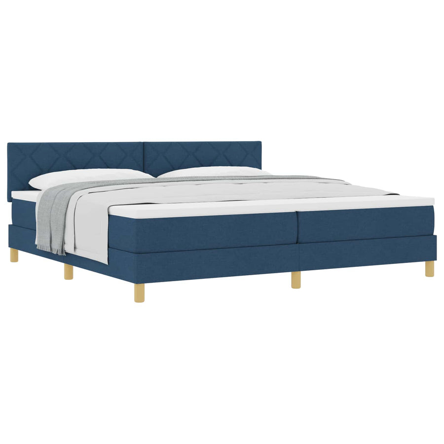 Boxspringbed met matras met hoofdeinde Blauw 200 x 200 cm Stof