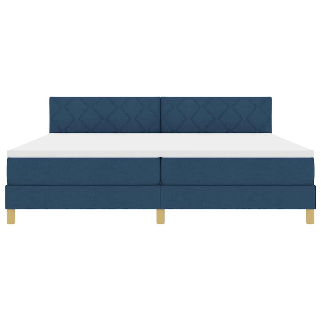 Boxspringbed met matras met hoofdeinde Blauw 200 x 200 cm Stof