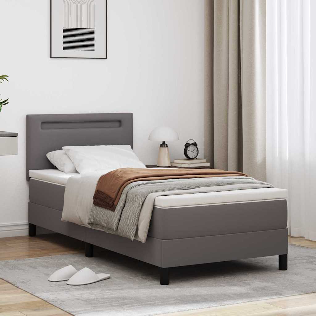 Boxspring bed met LED -striplichten Grijs en Wit 90 x 190 cm