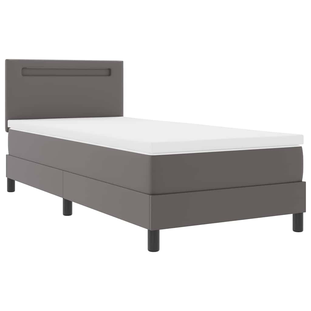 Boxspring bed met LED -striplichten Grijs en Wit 90 x 190 cm