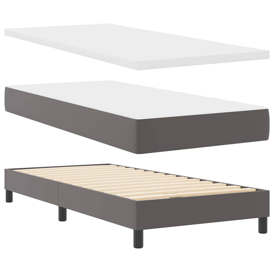 Boxspring bed met LED -striplichten Grijs en Wit 90 x 190 cm