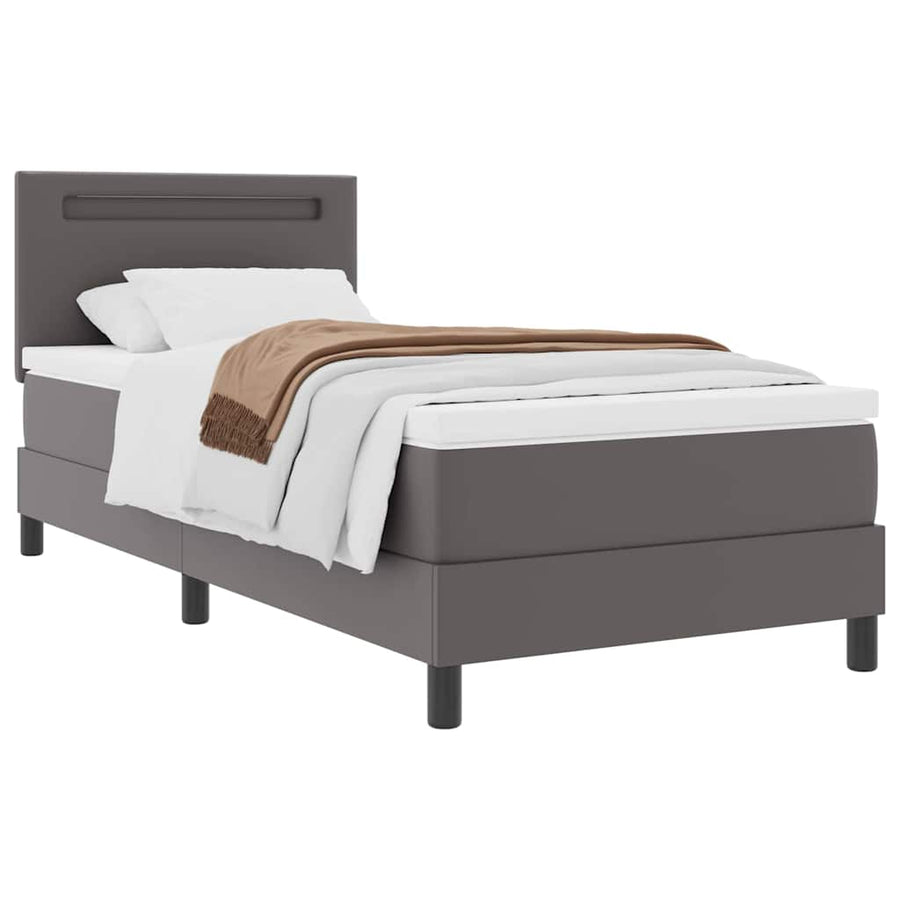 Boxspring bed met LED -striplichten Grijs en Wit 90 x 190 cm