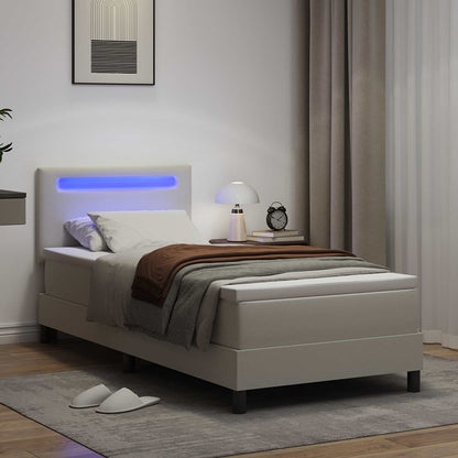Boxspringbed met matras Wit 90 x 200 cm Kunstleer