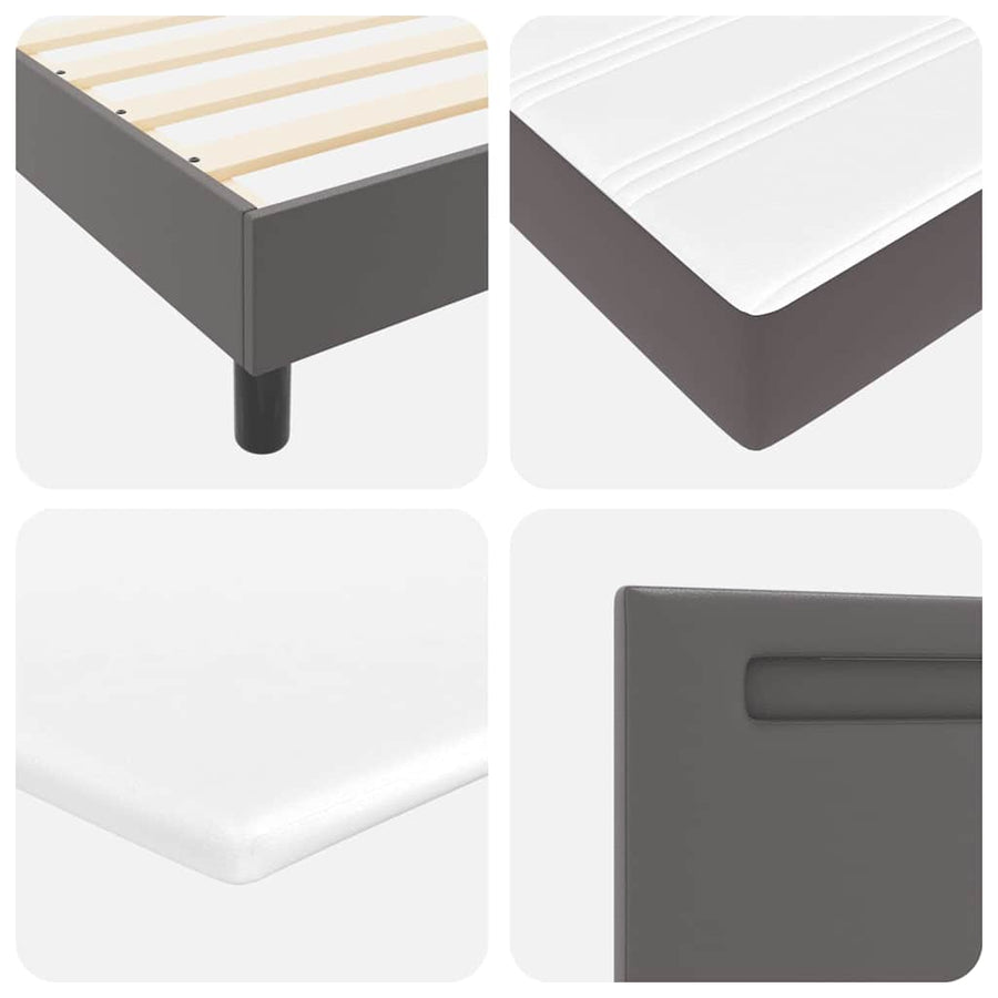 Boxspring bed met LED -striplichten Grijs en Wit 90 x 200 cm