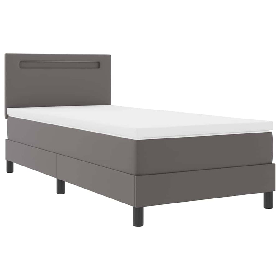 Boxspring bed met LED -striplichten Grijs en Wit 90 x 200 cm