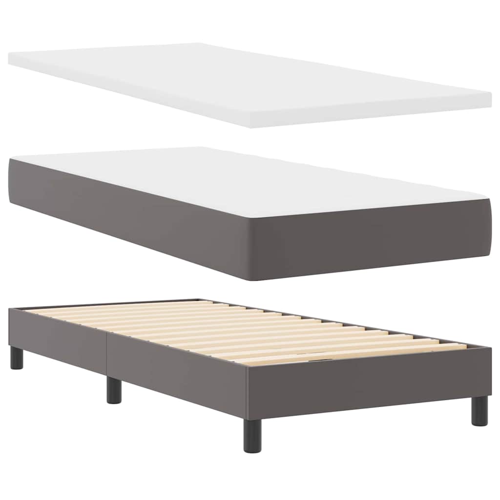 Boxspring bed met LED -striplichten Grijs en Wit 90 x 200 cm