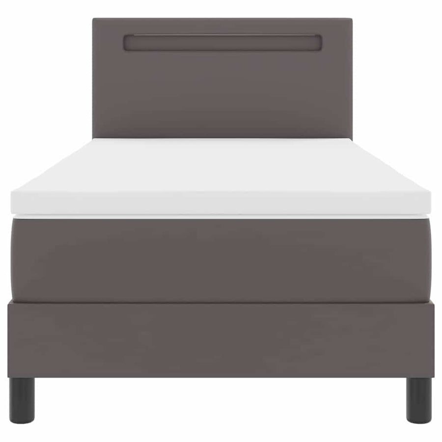 Boxspring bed met LED -striplichten Grijs en Wit 90 x 200 cm