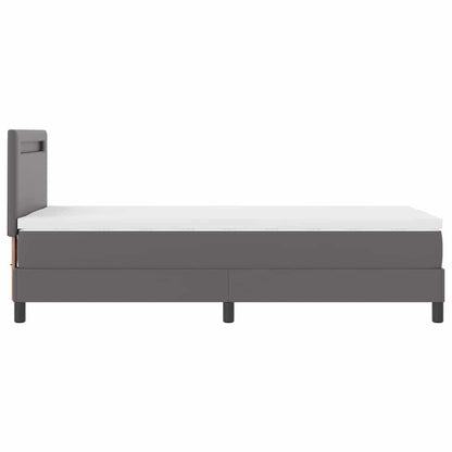 Boxspring bed met LED -striplichten Grijs en Wit 90 x 200 cm