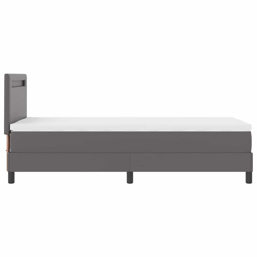 Boxspring bed met LED -striplichten Grijs en Wit 90 x 200 cm