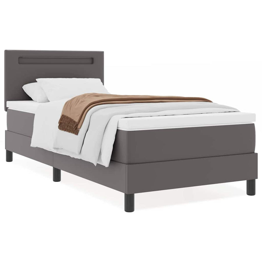 Boxspring bed met LED -striplichten Grijs en Wit 90 x 200 cm