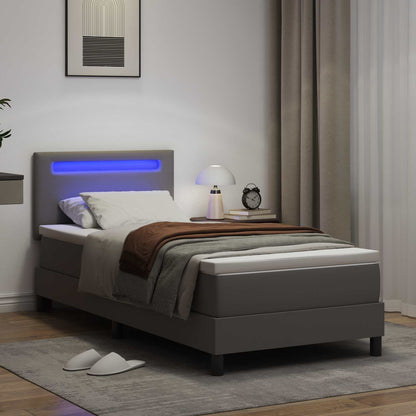 Boxspringbed met matras Grijs 100 x 200 cm Kunstleer