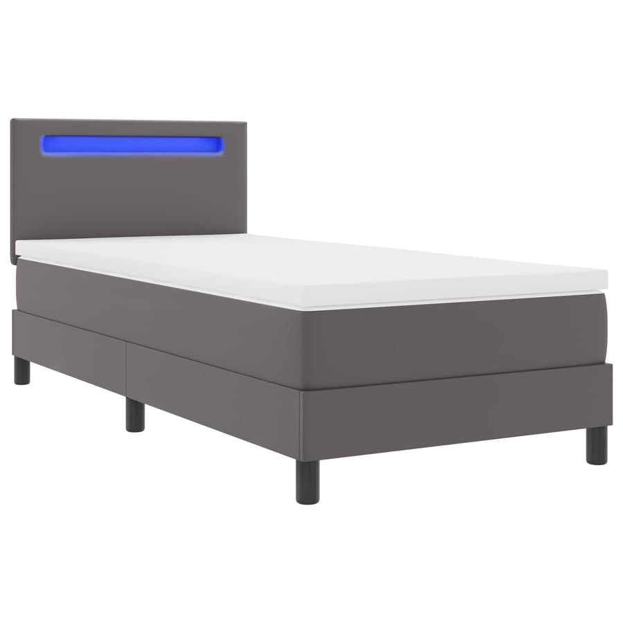 Boxspringbed met matras Grijs 100 x 200 cm Kunstleer