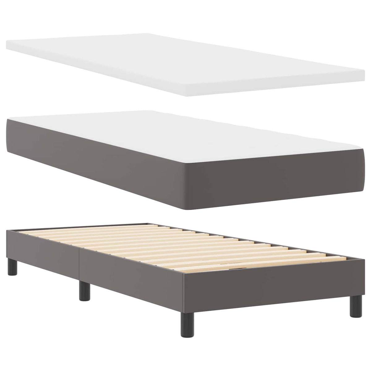 Boxspringbed met matras Grijs 100 x 200 cm Kunstleer