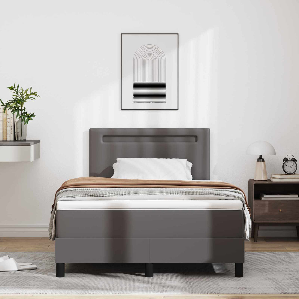 Boxspringbed met matras Grijs 120 x 190 cm Kunstleer
