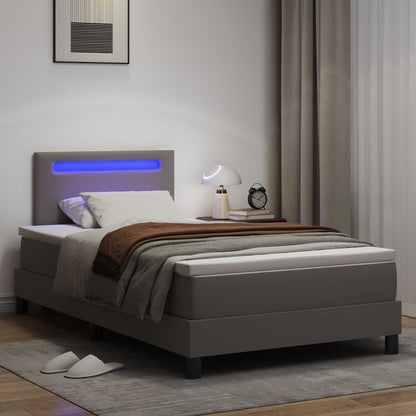 Boxspringbed met matras Grijs 120 x 200 cm Kunstleer