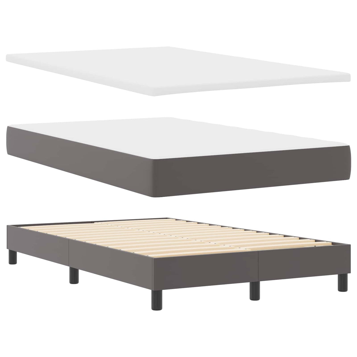 Boxspringbed met matras Grijs 120 x 200 cm Kunstleer