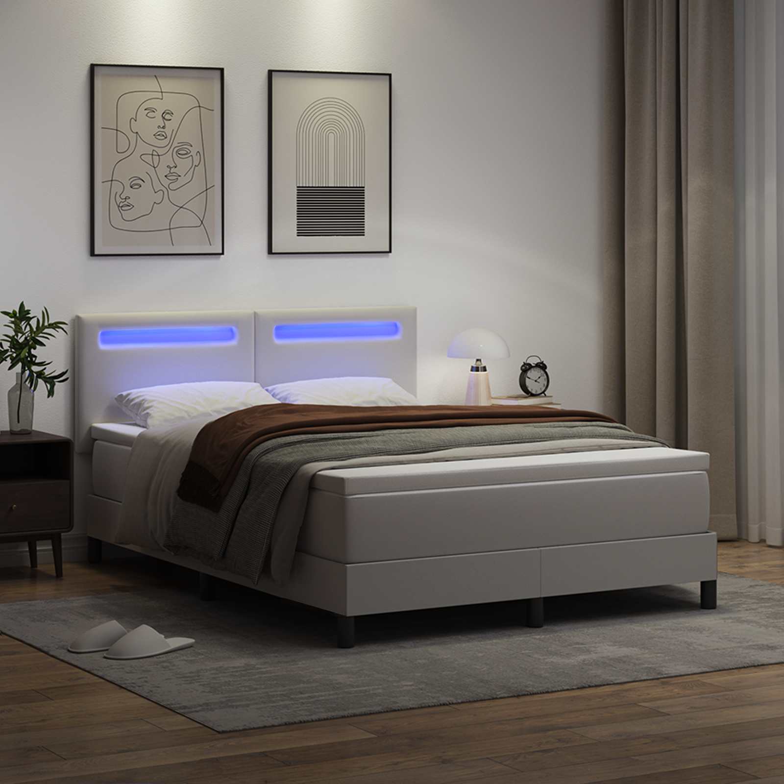 Boxspringbed met matras Wit 140 x 190 cm Kunstleer