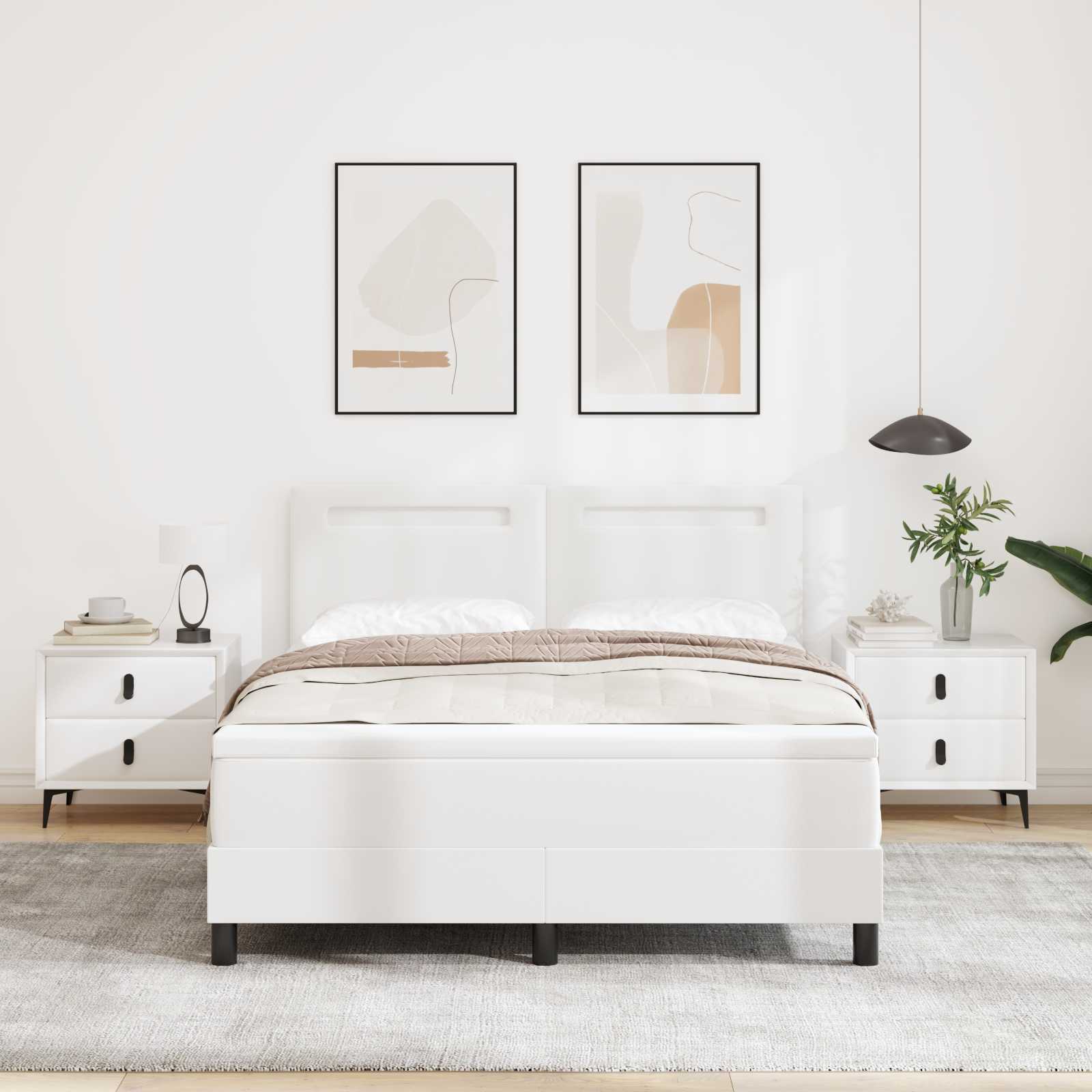 Boxspringbed met matras Wit 140 x 190 cm Kunstleer