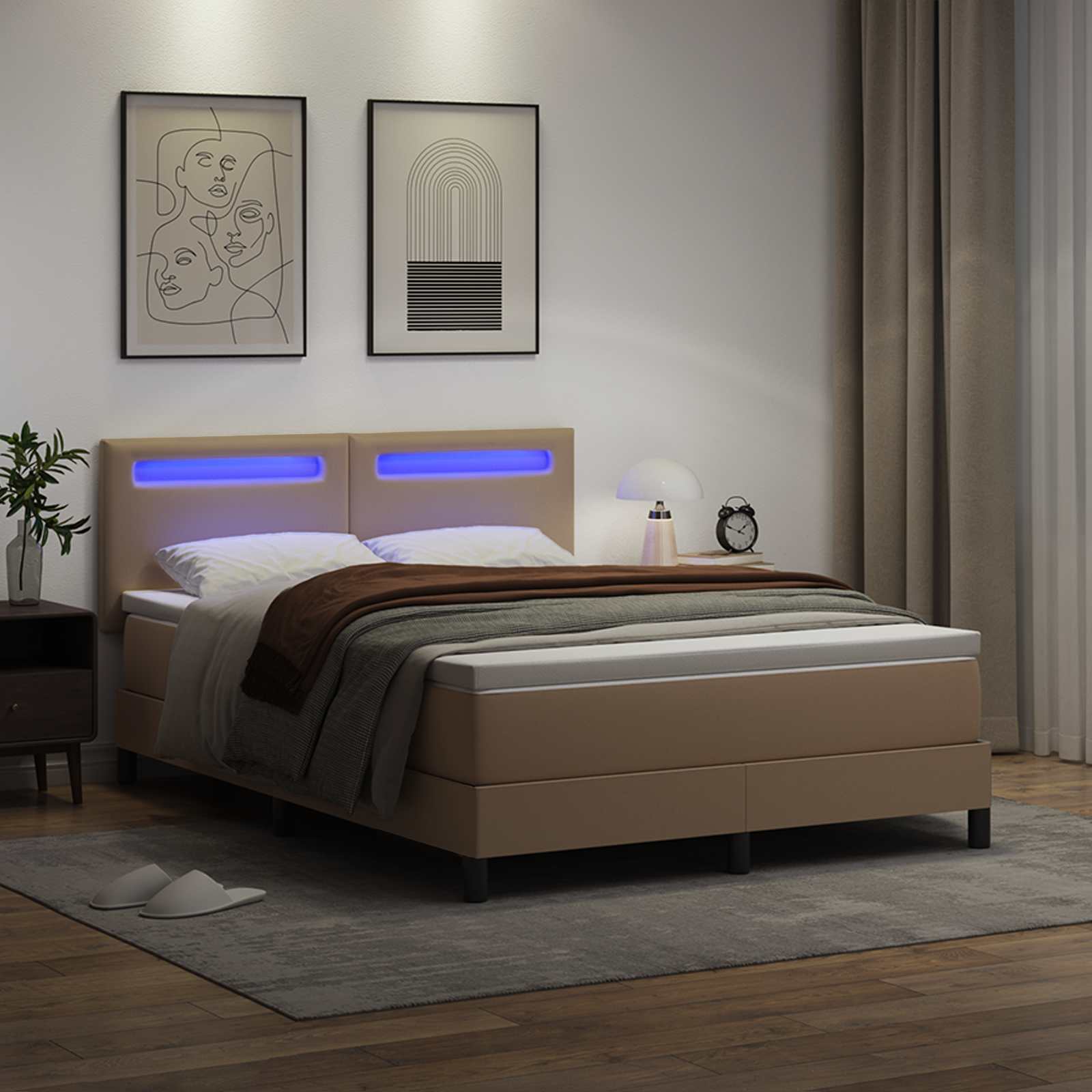 Boxspringbed met matras Cappuccino 140 x 190 cm Kunstleer