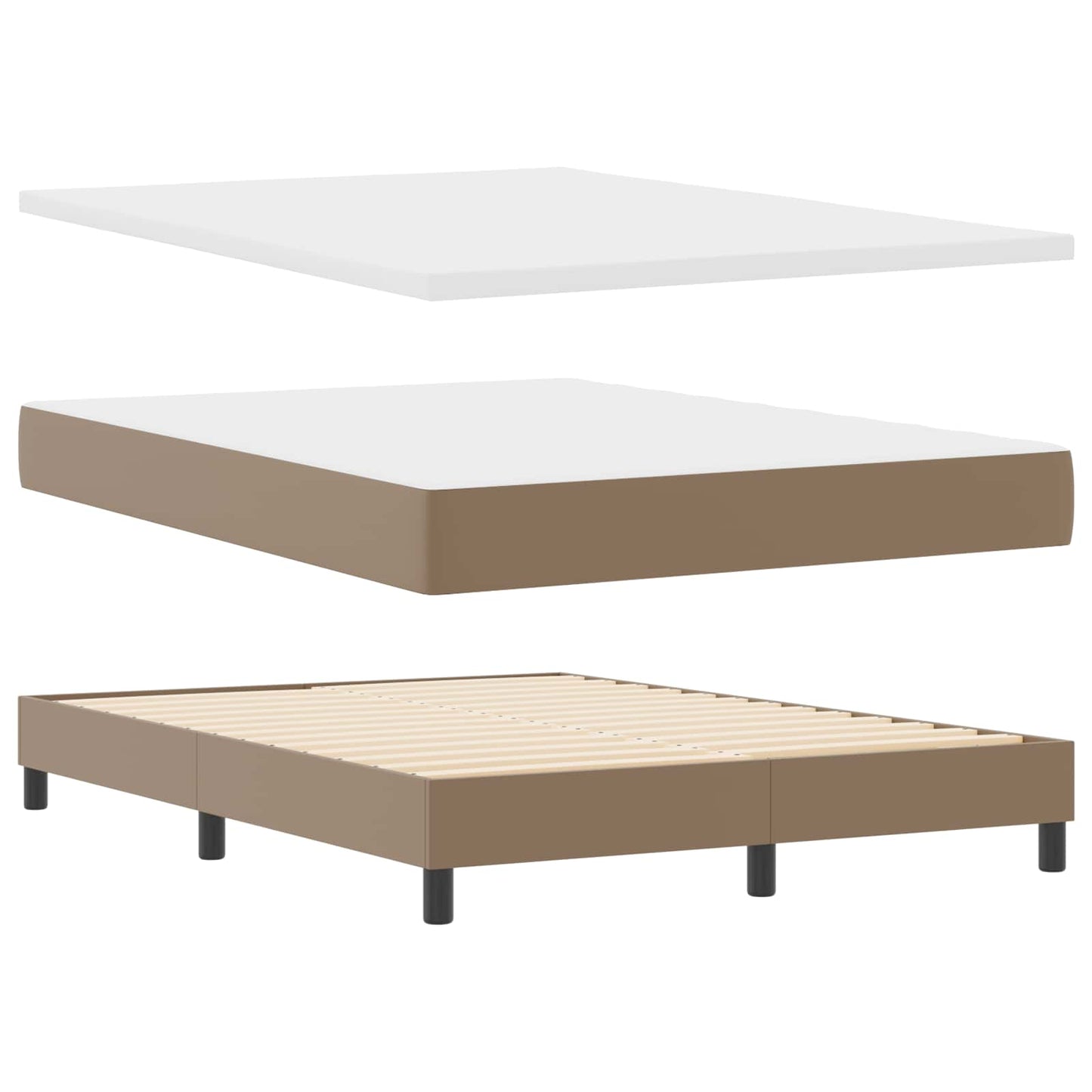 Boxspringbed met matras Cappuccino 140 x 190 cm Kunstleer