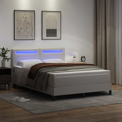 Boxspringbed met matras Wit 140 x 200 cm Kunstleer