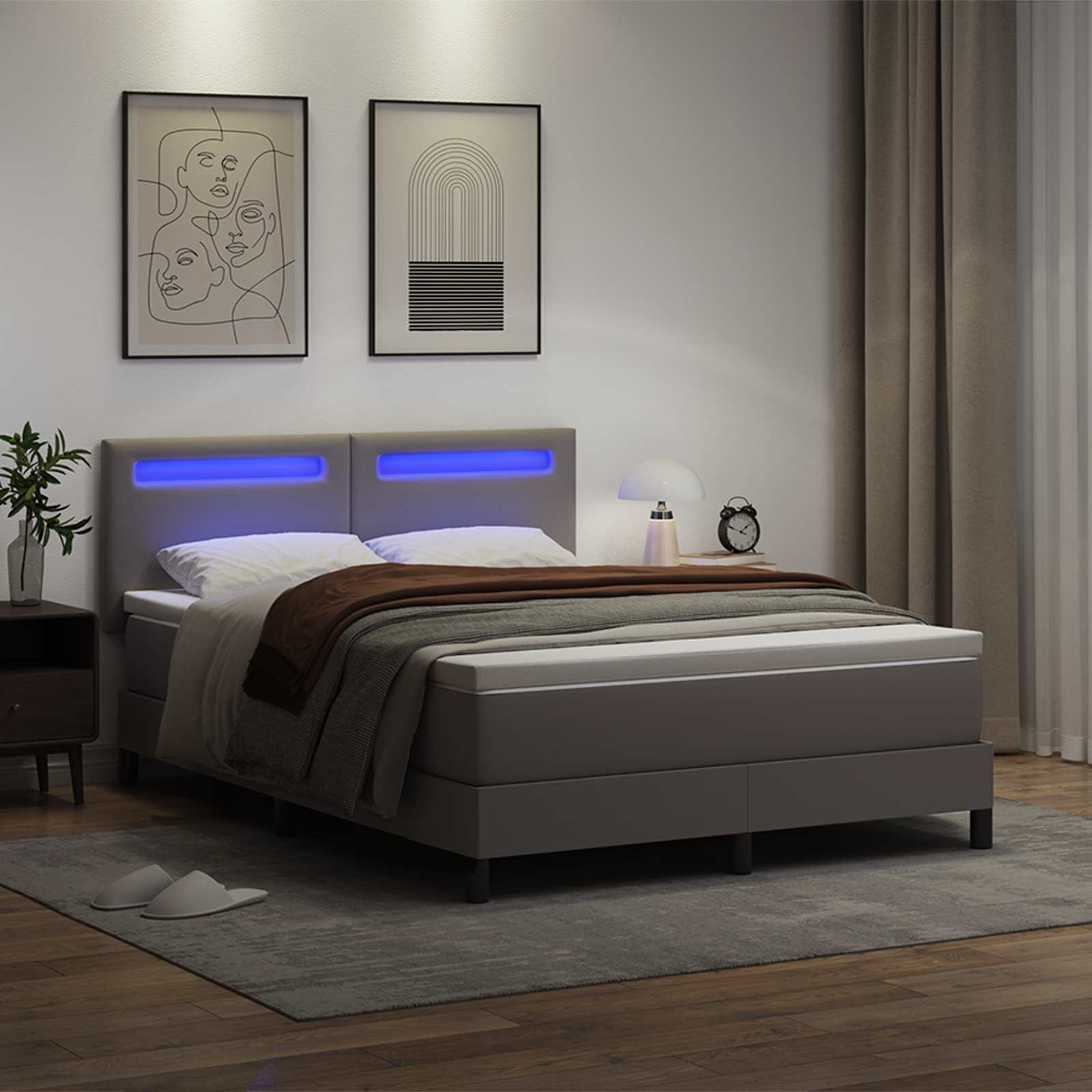 Boxspringbed met matras Grijs 140 x 200 cm Kunstleer
