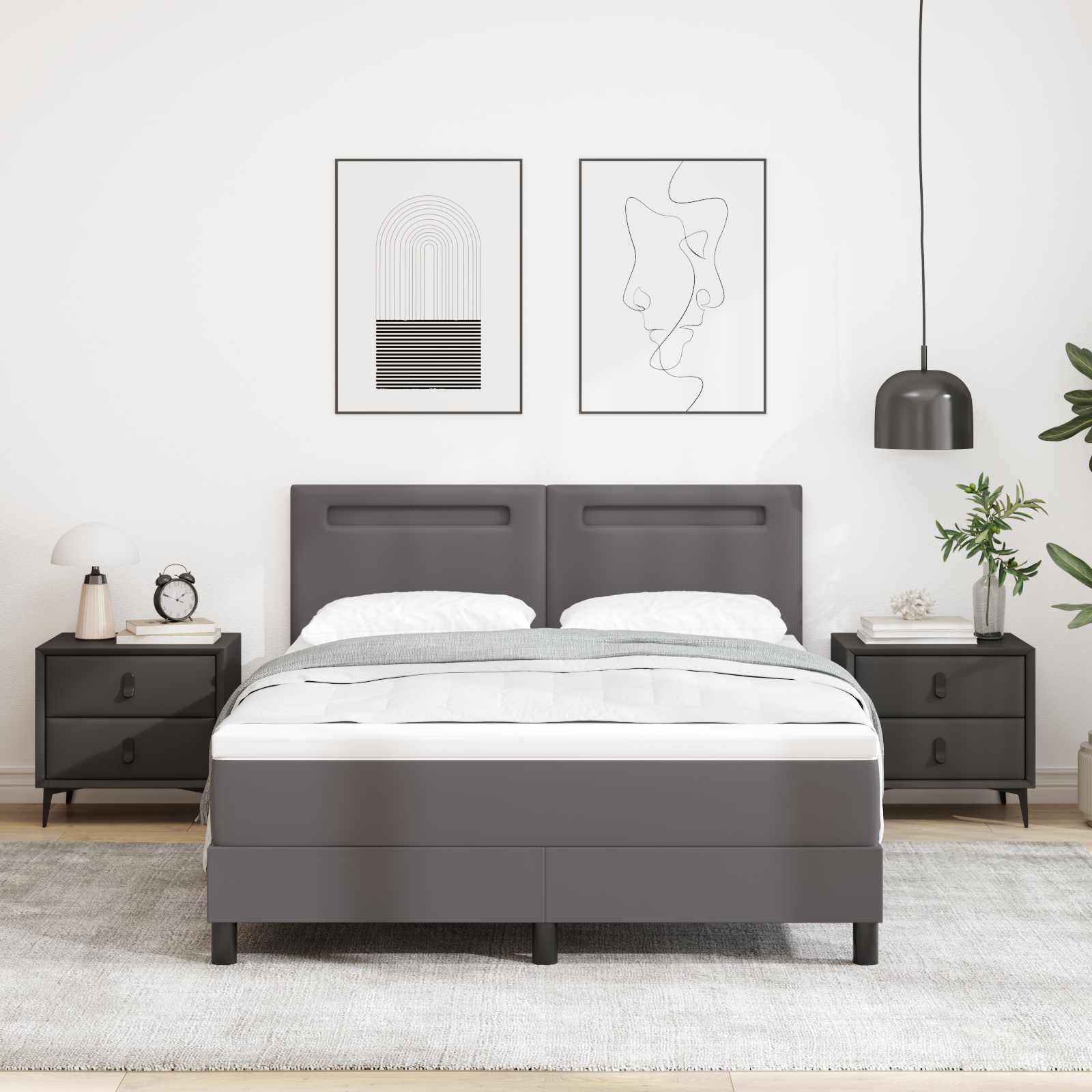 Boxspringbed met matras Grijs 140 x 200 cm Kunstleer