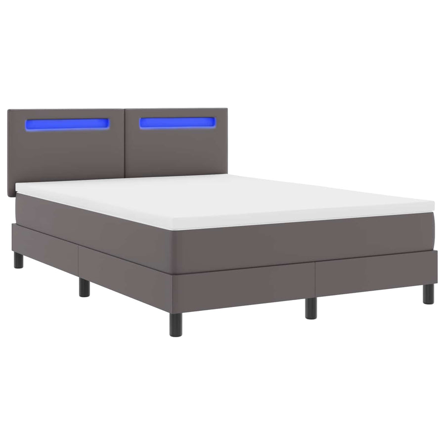 Boxspringbed met matras Grijs 140 x 200 cm Kunstleer