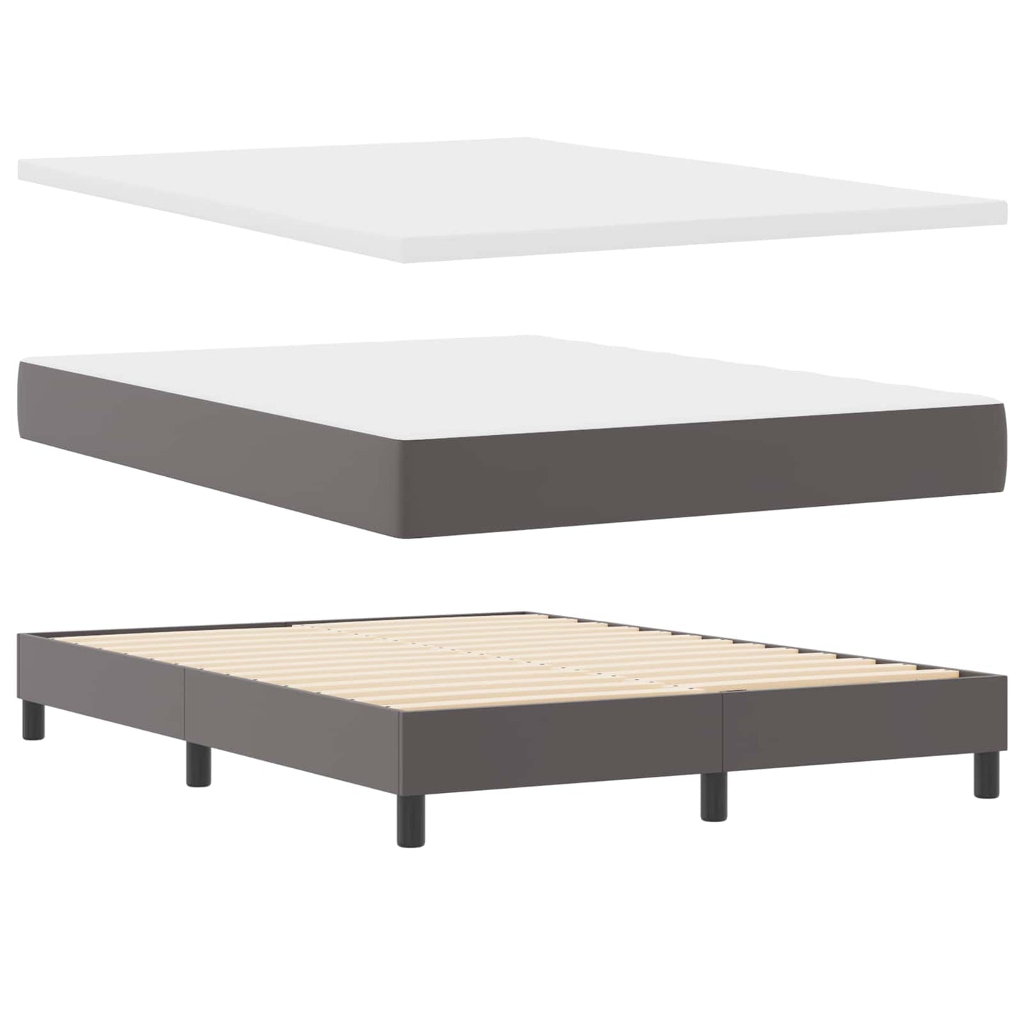 Boxspringbed met matras Grijs 140 x 200 cm Kunstleer