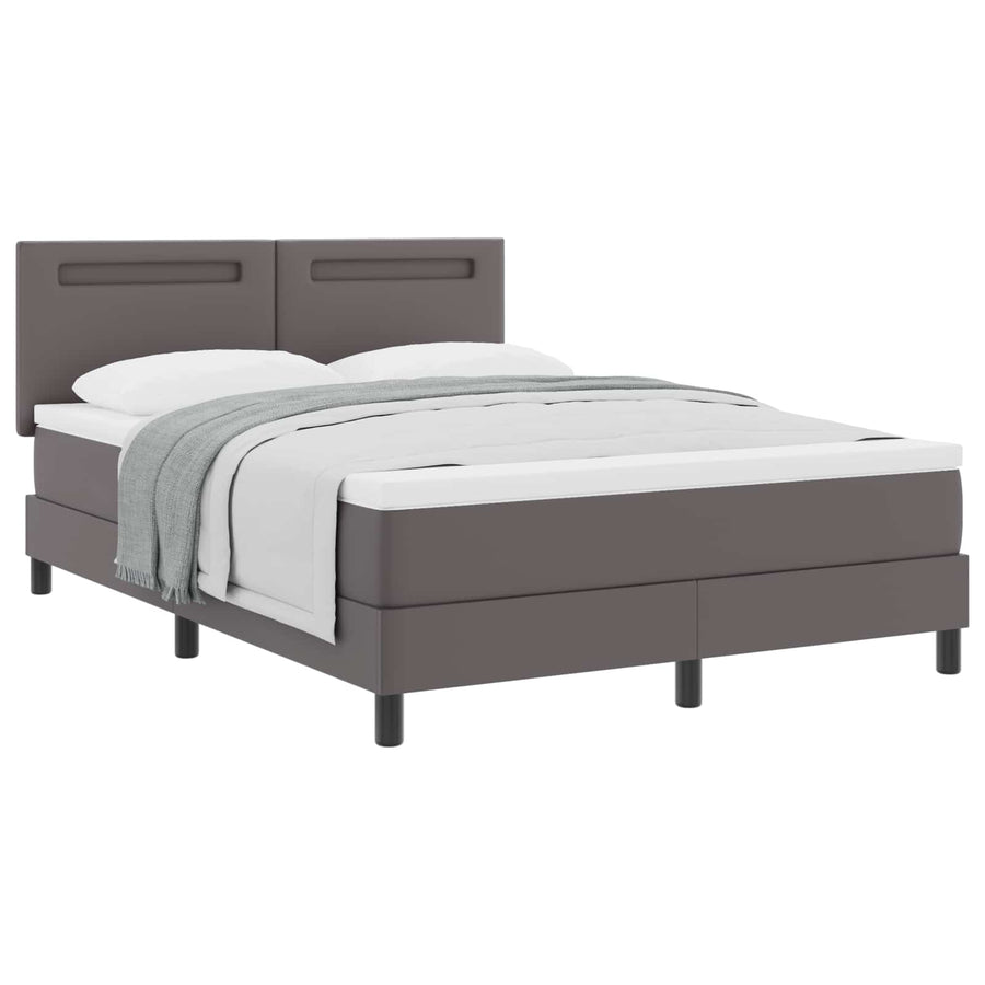 Boxspringbed met matras Grijs 140 x 200 cm Kunstleer