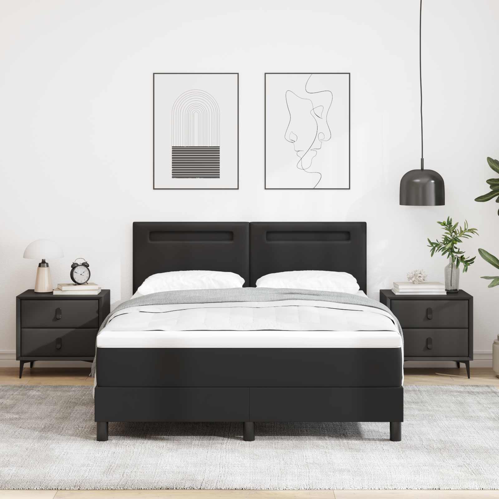Boxspringbed met matras Zwart 160 x 200 cm Kunstleer