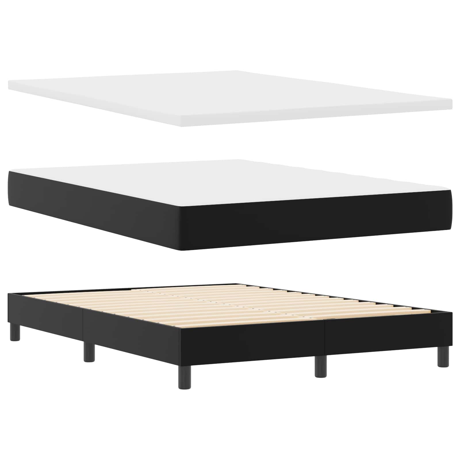 Boxspringbed met matras Zwart 160 x 200 cm Kunstleer