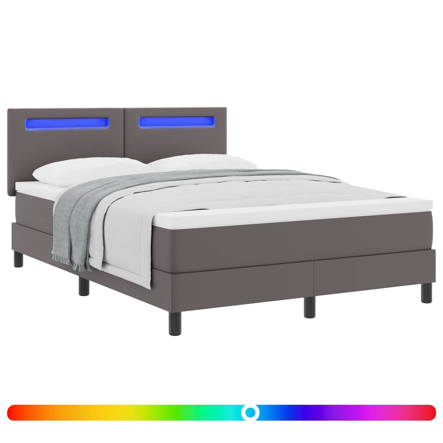 Boxspringbed met matras Grijs 160 x 200 cm Kunstleer