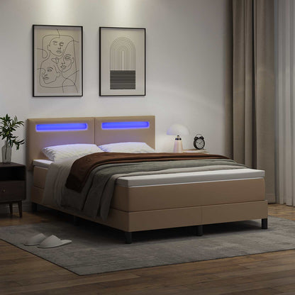 Boxspringbed met matras Cappuccino 160 x 200 cm Kunstleer