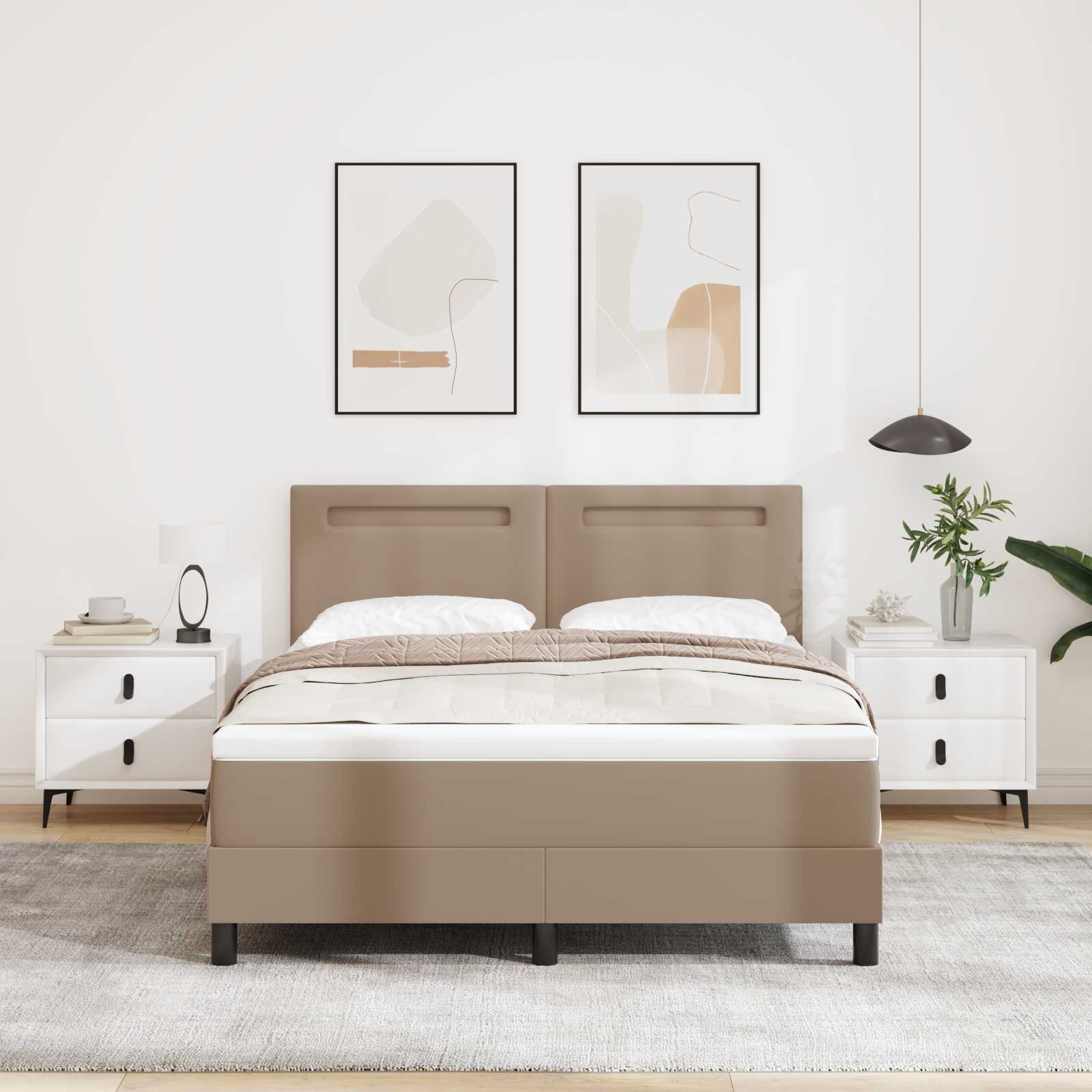 Boxspringbed met matras Cappuccino 160 x 200 cm Kunstleer