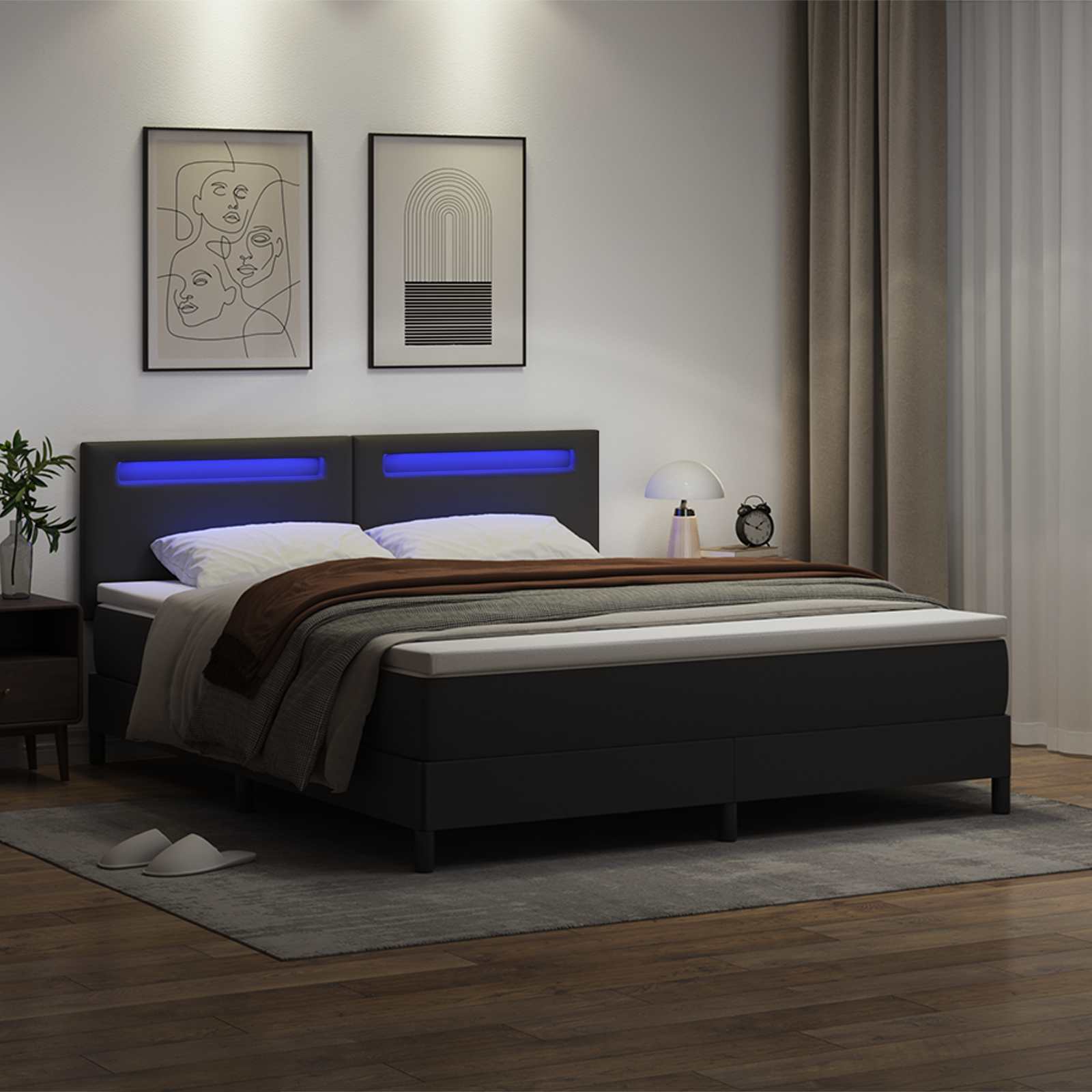 Boxspringbed met matras Zwart 180 x 200 cm Kunstleer
