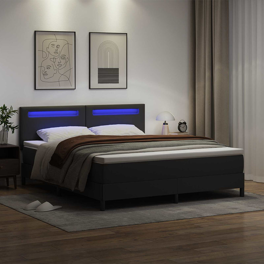Boxspringbed met matras Zwart 180 x 200 cm Kunstleer