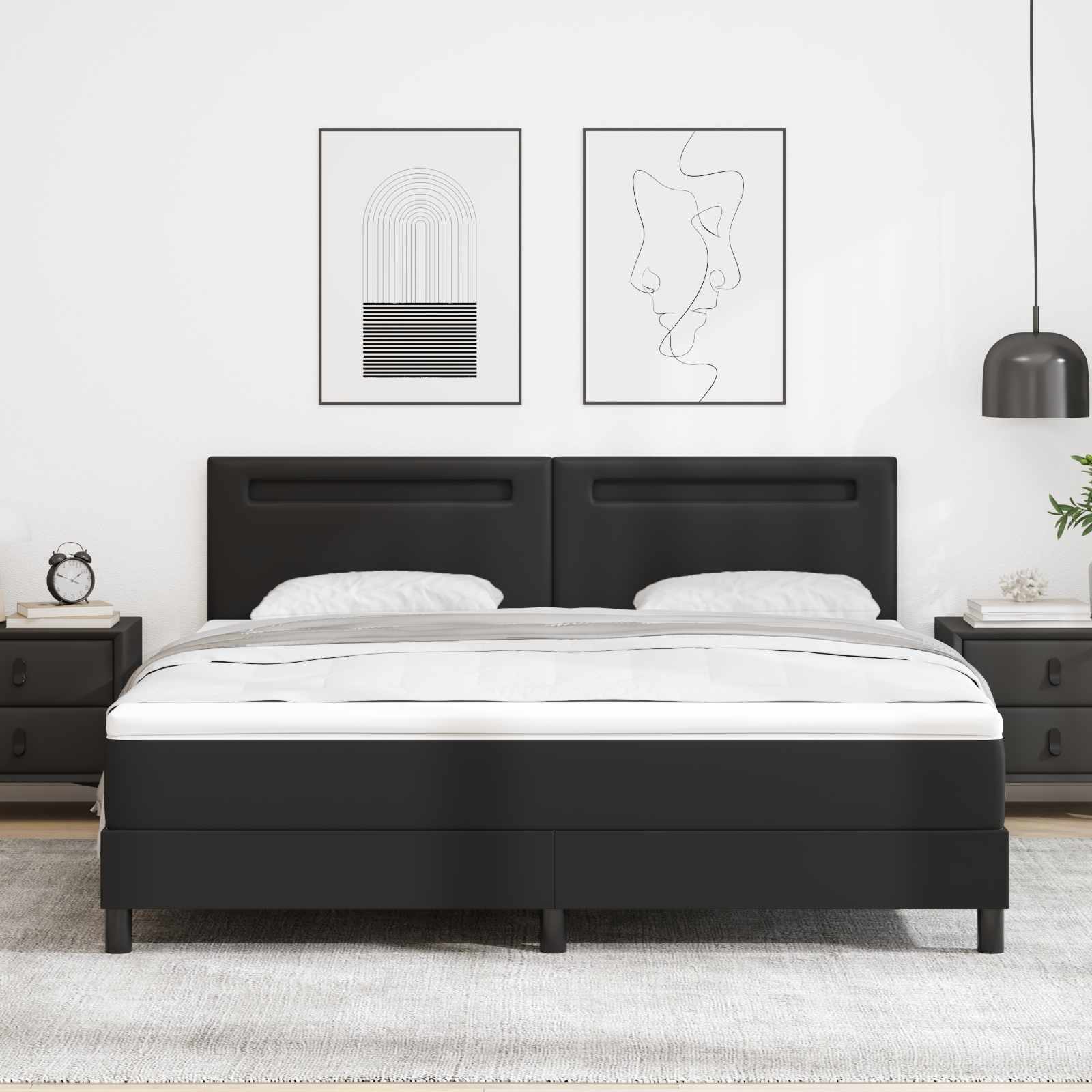 Boxspringbed met matras Zwart 180 x 200 cm Kunstleer