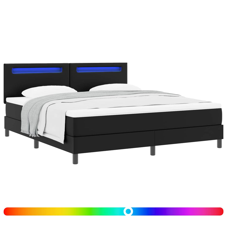 Boxspringbed met matras Zwart 180 x 200 cm Kunstleer