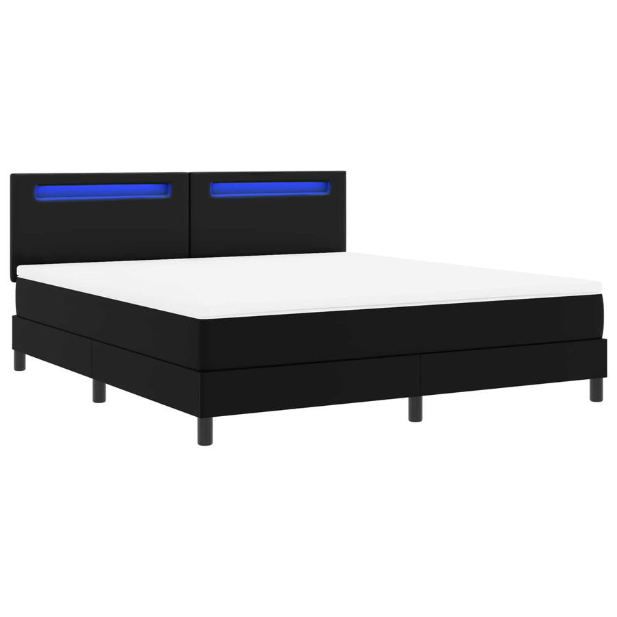 Boxspringbed met matras Zwart 180 x 200 cm Kunstleer