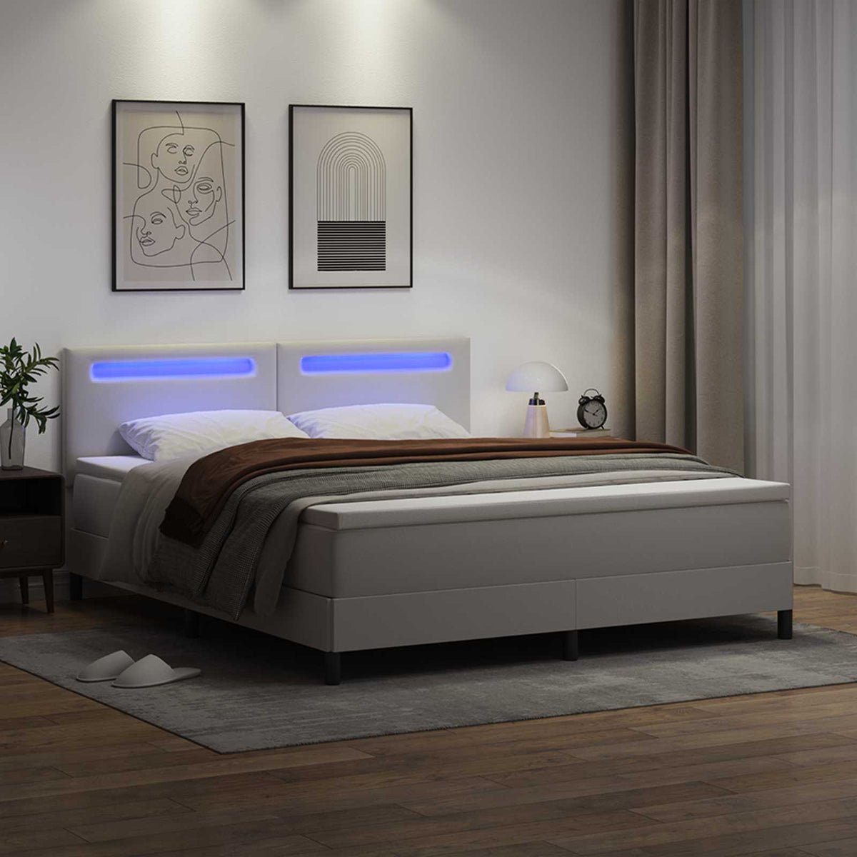 Boxspringbed met matras Wit 180 x 200 cm Kunstleer