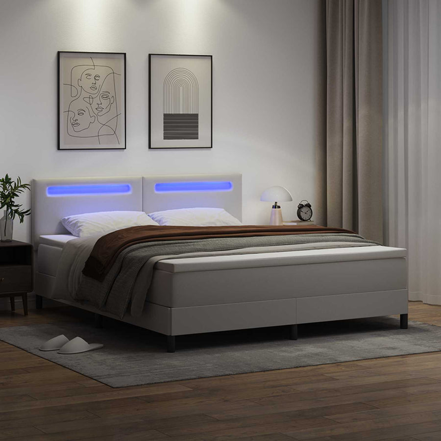 Boxspringbed met matras Wit 180 x 200 cm Kunstleer