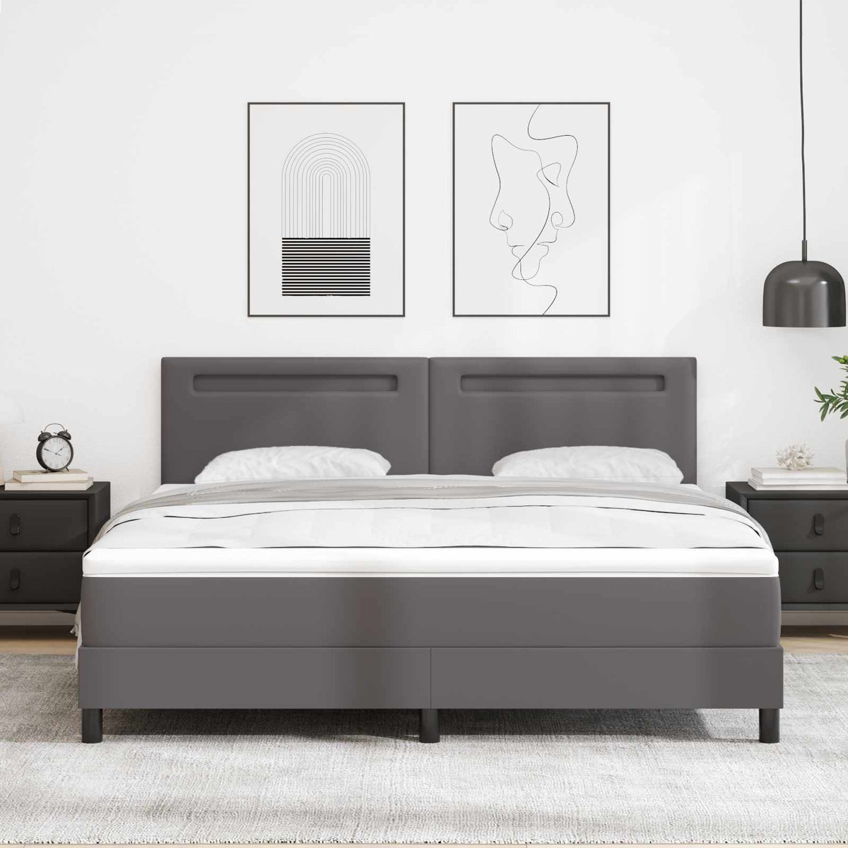 Boxspringbed met matras Grijs 180 x 200 cm Kunstleer