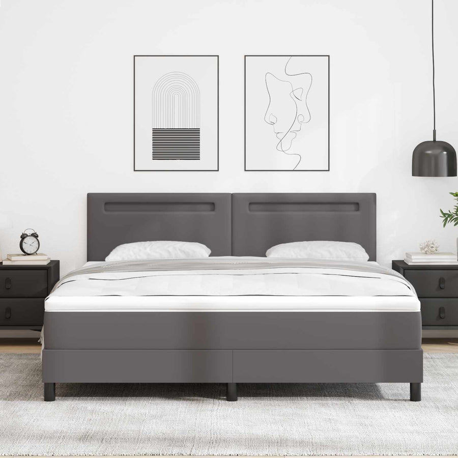 Boxspringbed met matras Grijs 180 x 200 cm Kunstleer
