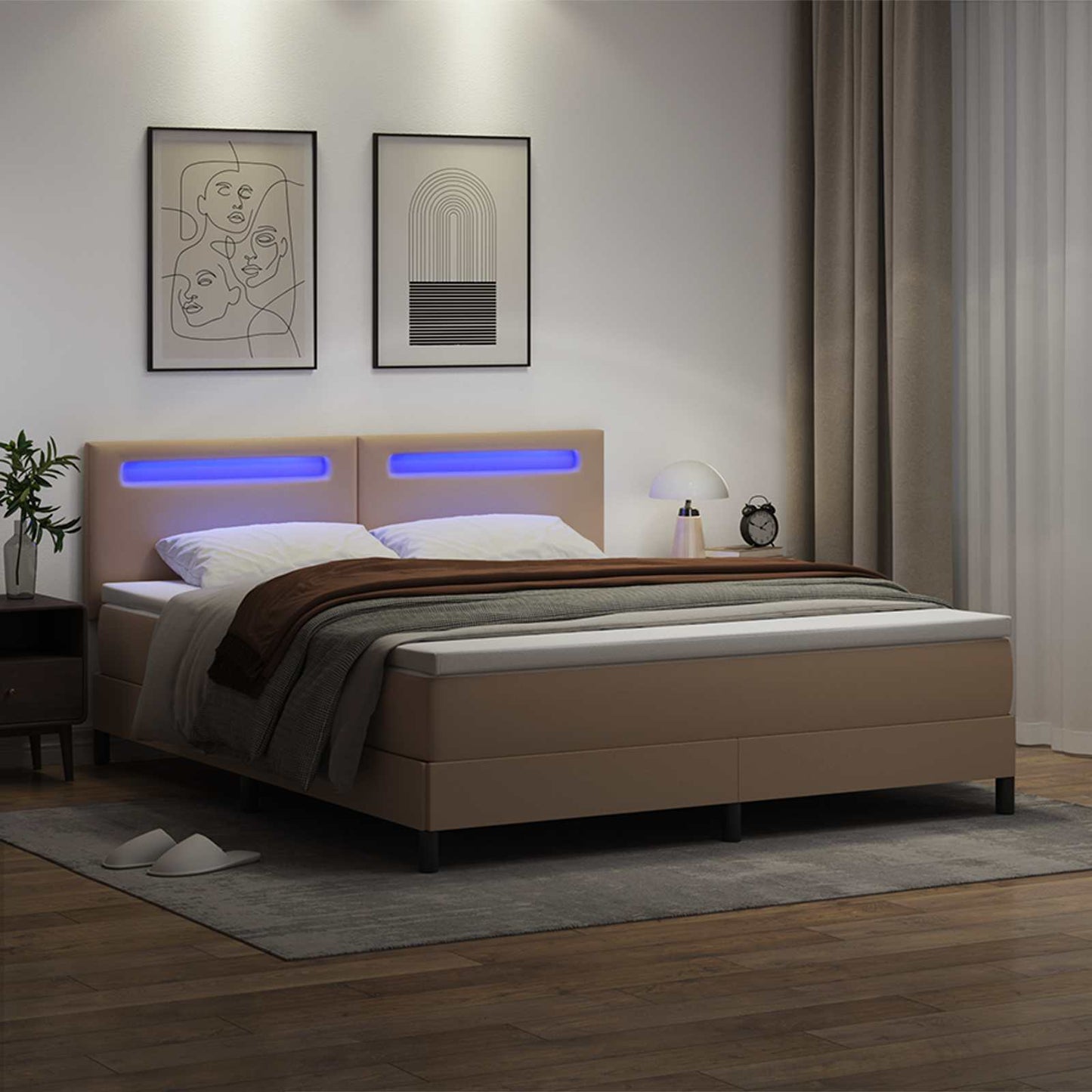 Boxspringbed met matras Cappuccino 180 x 200 cm Kunstleer