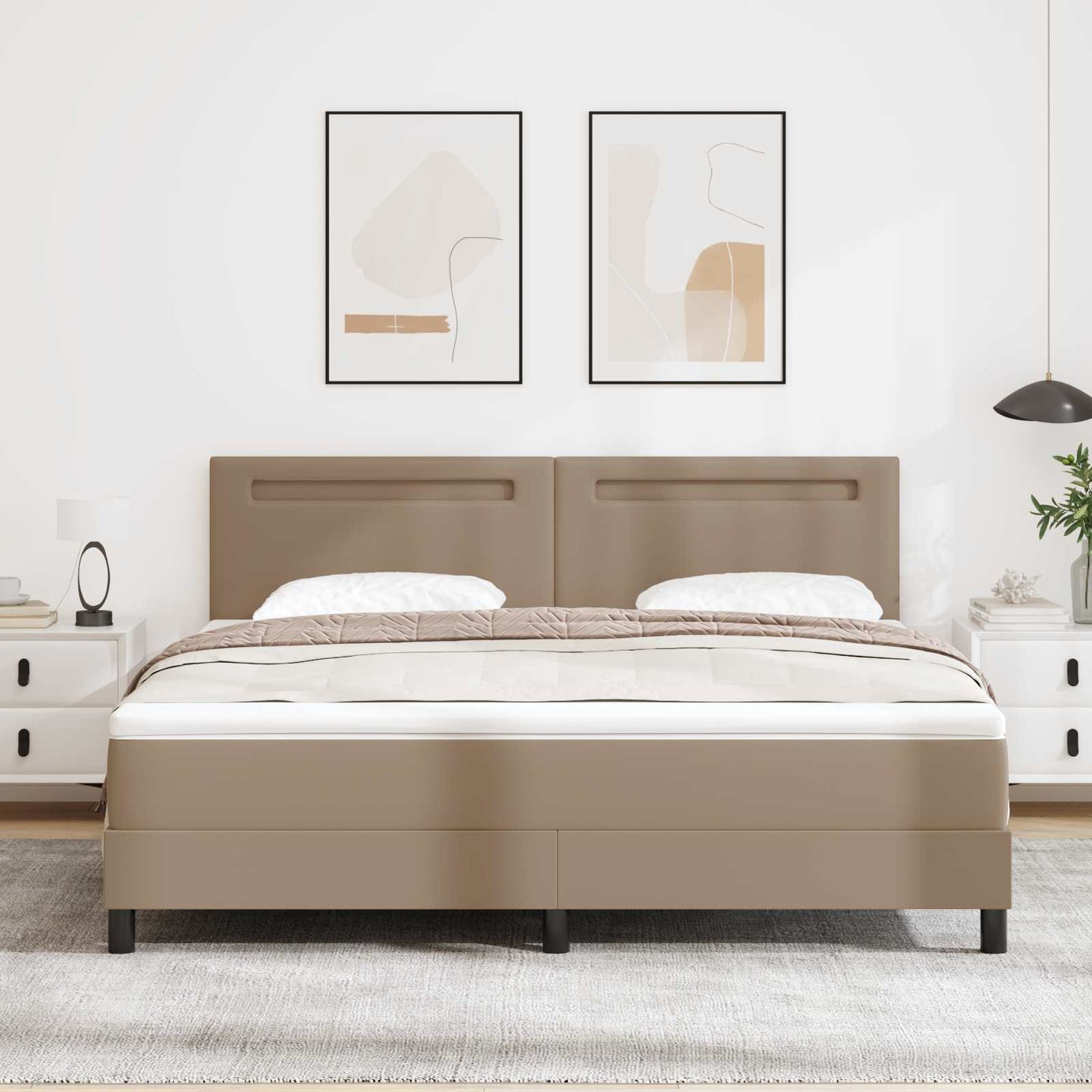 Boxspringbed met matras Cappuccino 180 x 200 cm Kunstleer