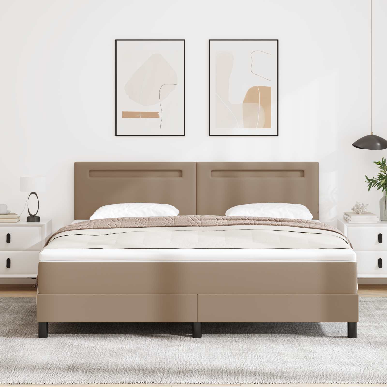 Boxspringbed met matras Cappuccino 180 x 200 cm Kunstleer