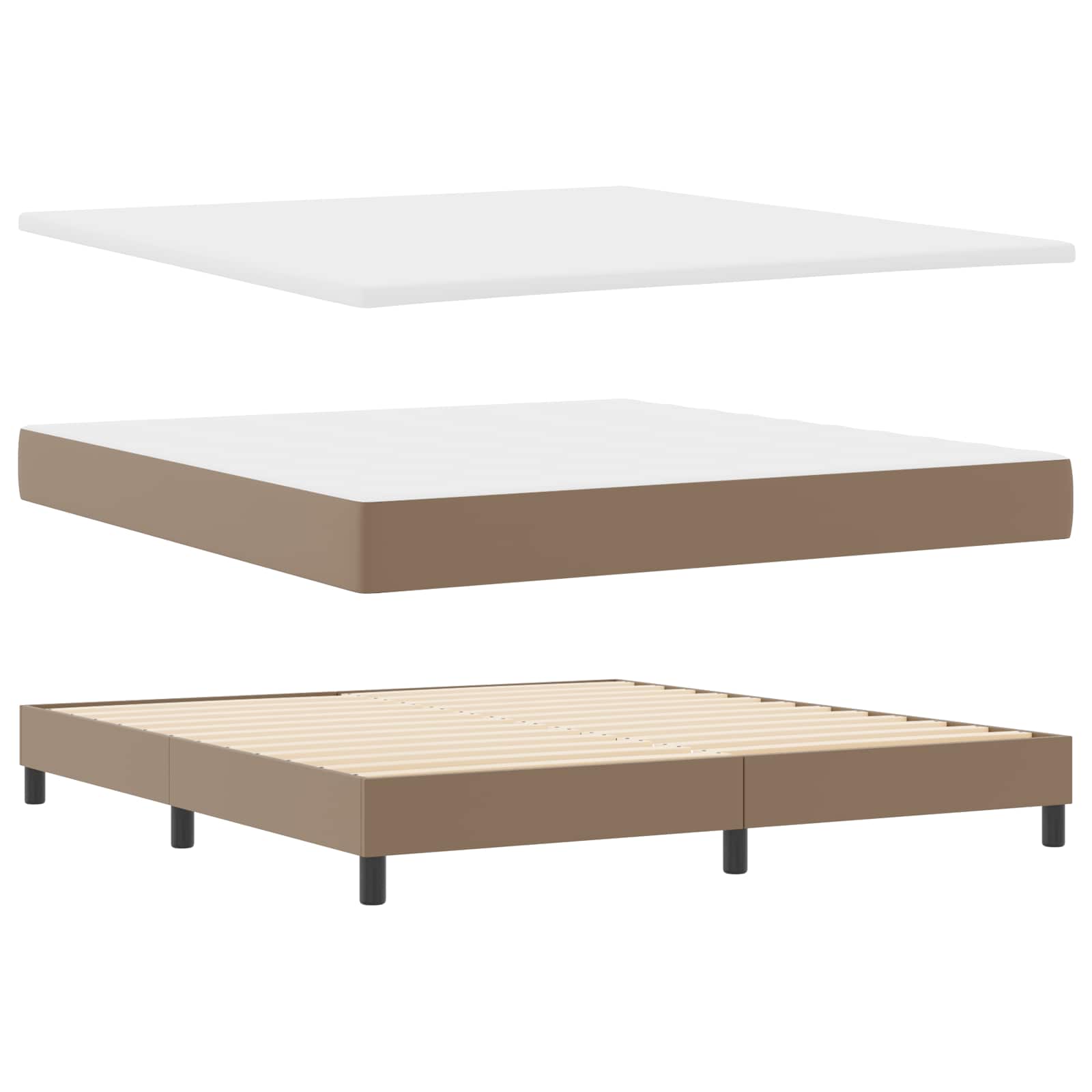 Boxspringbed met matras Cappuccino 180 x 200 cm Kunstleer