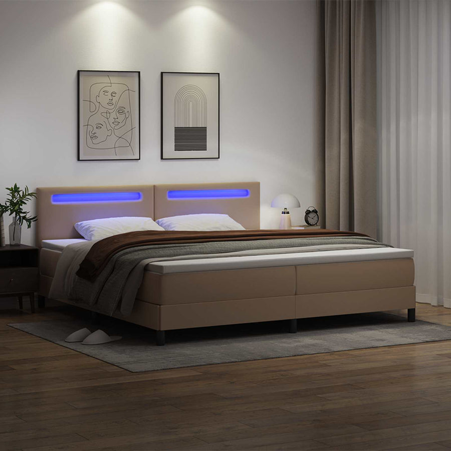 Boxspringbed met matras Cappuccino 200 x 200 cm Kunstleer